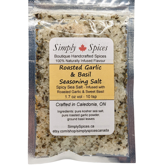 Roasted Garlic & Basil Gourmet Sea Salt | All-Natural Flavoured Seasoning Salts