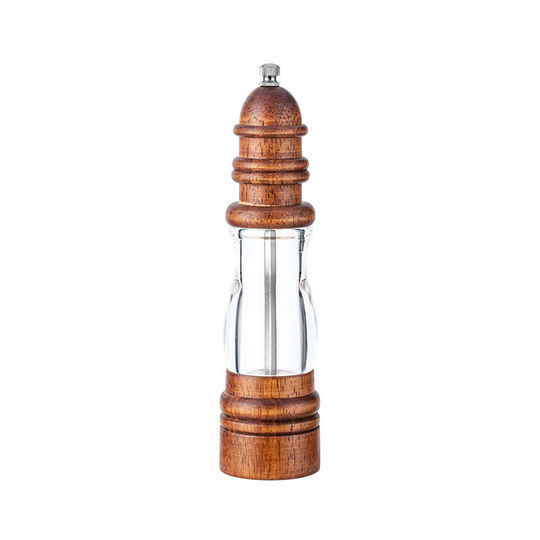 Pepper Mill, Wooden Pepper Mill with Adjustable Ceramic Rotor - High Volume Peppercorn Salt Mill, 8 Inches Tall