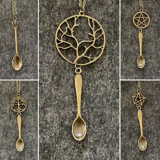 Bronze Herb Spoon Pendant Necklace