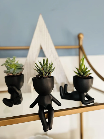 Little People Ceramic Planter, Head Planter Pot, Face Indoor, Succulent Man Body Cute Flower Pot