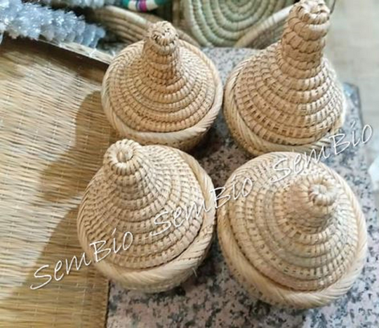 4 Straw Tagine Or Woven Basket, 100% Natural, Unique Style, Natural Bohemian Chic Decor, Fedex Shipping