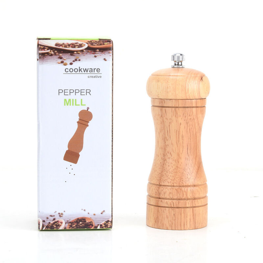 5 Inch Pepper Mill, Oak Wood Salt and Pepper Grinder Ceramic Adjustable Coarseness Grinder easily refillable Salt and Pepper Mills Shakers Tableware