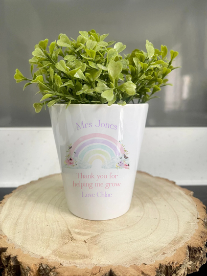 Teacher Flower Pot, Gift For Teacher, End Of Term, Pastel Rainbow Pot