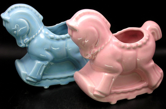 Vintage Mcmaster Canada Pottery Pink Or Blue | Choice Rocking Horse Planter/Baby Room Decor