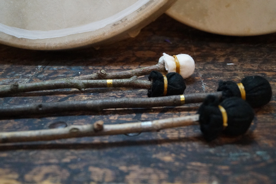 Drumstick Felt, Medicine Drum Stick, Drumstick Wood, Felt Drumstick, Handmade, Unique Frame Drum, Ritual Tool