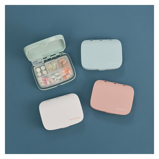 4pcs Pill Boxes 6 Compartments, Portable Medicine Box for Travel and Outdoors, Plastic Pill Box (White, Green, Pink, Blue)