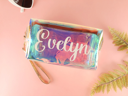 Sophia Bag - Personalized Small Clear Toiletry Bag, Bridesmaid Gift Travel Makeup Cosmetic Snacks, Nail, Medicine Bag