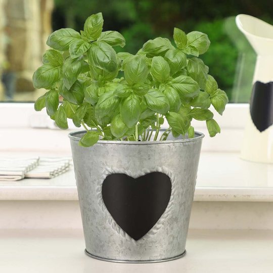 Metal Flower Pot Planter Rustic Galvanised Love Heart Chalkboard Windowsill Herb Houseplant Succulent Cacti