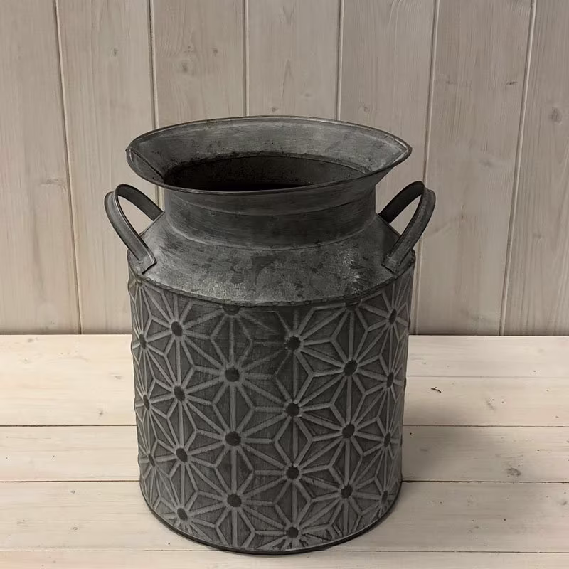 Aged Grey Churn/Zinc Jug Metal Milk Churn Zinc /Gift For Mum Dad Flower Vase Jug Garden Tin Watering Can