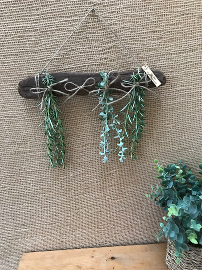 Driftwood 15" Re-Claimed Wood Dried Herbs Or Flowers Hanging Rack - Dry "Rustic Cabin Farmhouse Look