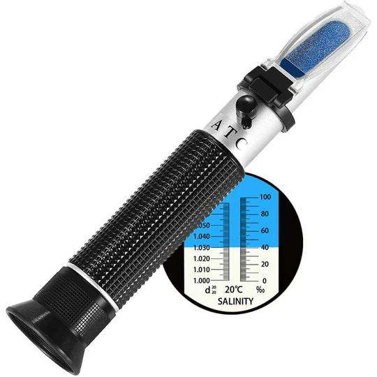 Salinity Refractometer, Salinity Measurement Tool for Seawater Aquarium Tank, Marine Market, Dual Scale (1.0-1.070 Sg/0-100ppt Salt)