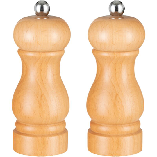 Salt and Pepper Grinder Set,Manual Pepper Mills with Adjustable Coarseness, Refillable Spice Grinders 5 inch natural color