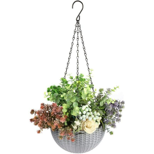 Litzee - 2 x Hanging Plastic Self-Irrigating Flower Pot, Plant Basket, Water Reservoir Pot, Indoor or Outdoor Planter for Balcony, Garden, Wedding,