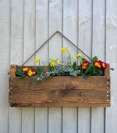 Rustic Wall Fence Hanging Planter, Large 60cm, Handmade,