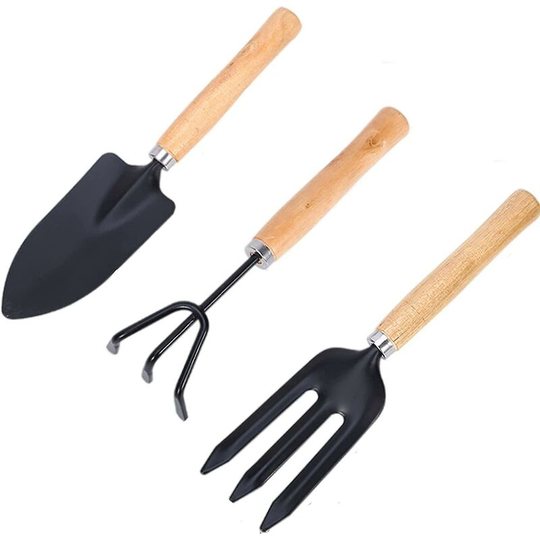 3 pcs Mini Gardening Tools, Gardening Kit Set of Small Shovel Spade Small Rake Handle for Garden Plants Indoor Outdoor