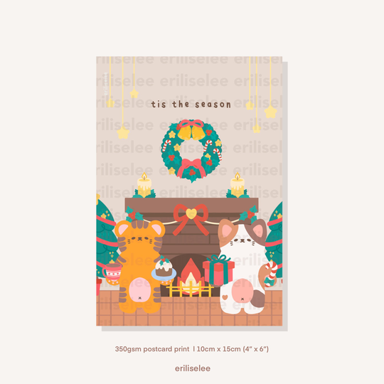 Tis The Season Christmas Matte Postcard Print 350Gsm