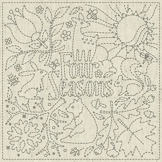 Kf2021-24 - Four Seasons Qh Textiles Sashiko Pre-Printed Sampler Beige
