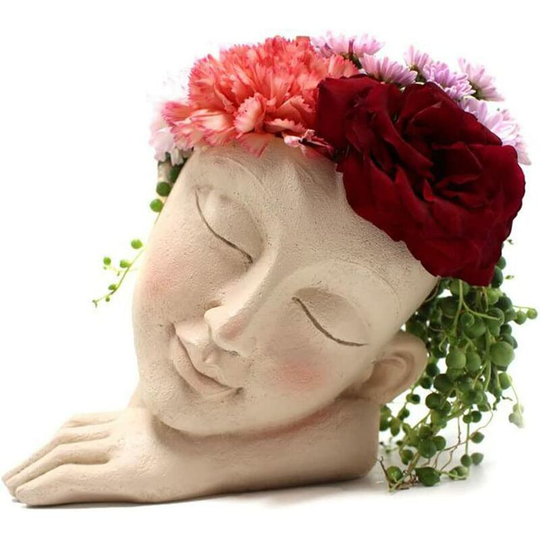 Heguyey - Funny Flower Pot Resin Planters Head Shape Face Flower Planter Garden Succulent Planter Small Vase Resin Home Ornaments Decoration