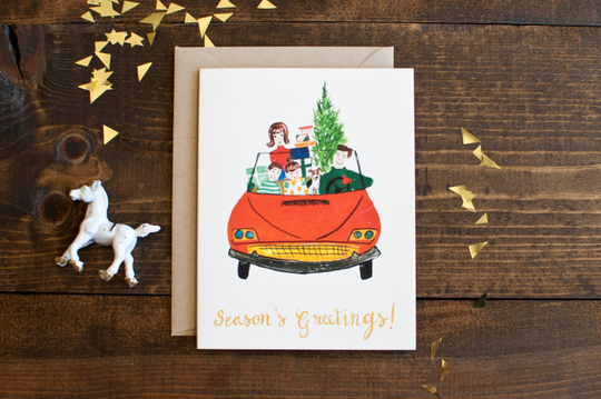 Holiday Card - Season's Greeting Hand Painted Illustration Lettering