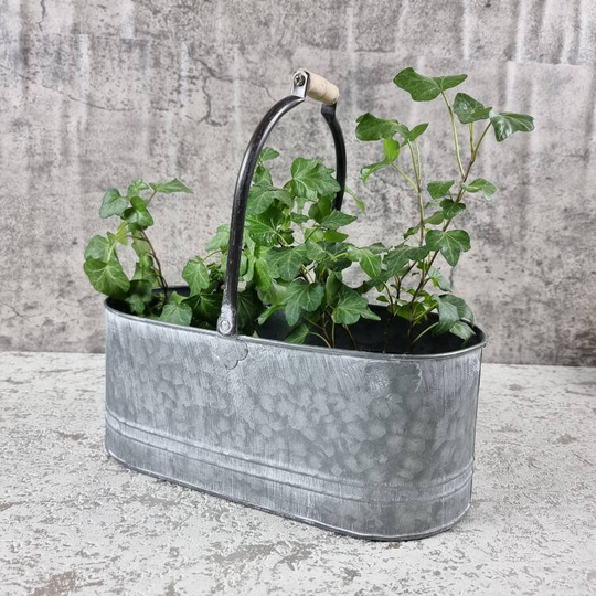 Galvanised Metal Trough Planter - Top Handle