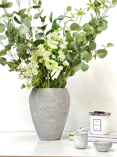 Large Grey Concrete Indoor Plant Pot, Planter, Luxury Solid Pots