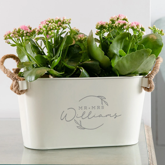 Personalised Flower Planter - Personalized Metal Plant Trough Engraved Wedding Anniversary Gifts For Women Men Garden Lovers