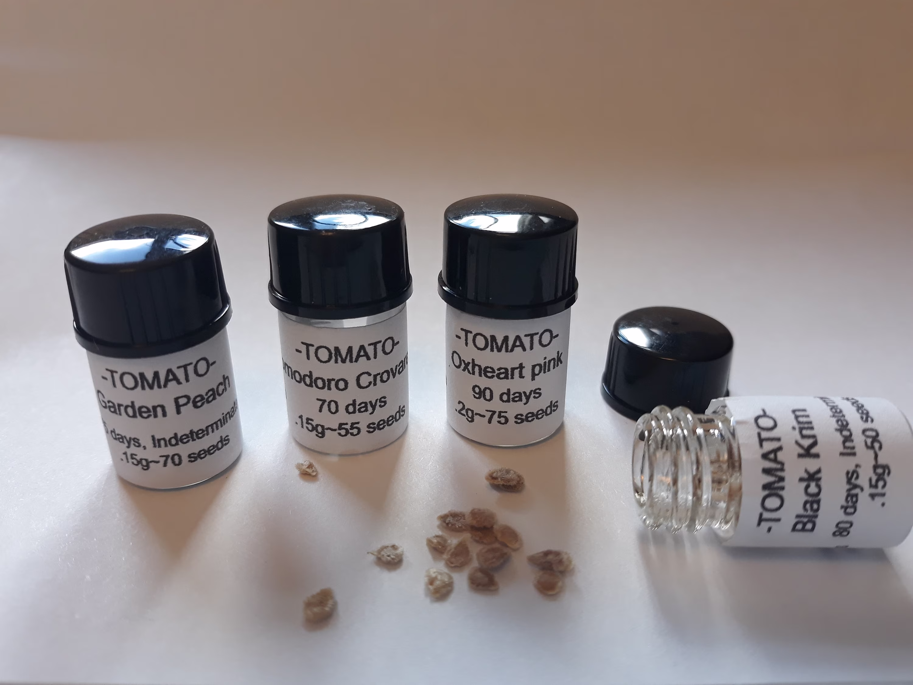 4 Heirloom Tomato Seed Variety Pack Strains in Glass Vials Approx 250 Seeds Save 15%