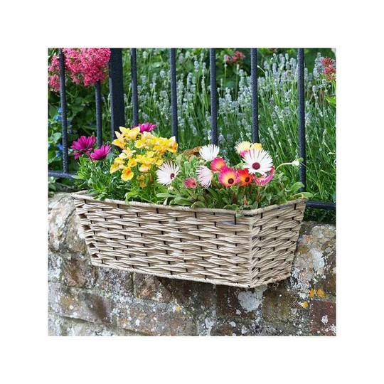 19' Rattan Effect Wall Fence Balcony Sand Planter Trough Basket - Smart Garden