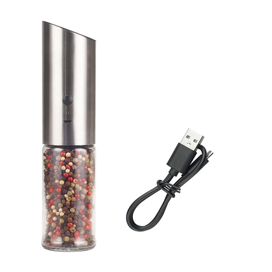 Usb Rechargeable Electric Salt and Pepper Mill Set, Rechargeable Stainless Steel Pepper Mill, Coarseness Adjustable, Gravity Salt and Pepper Mill Set