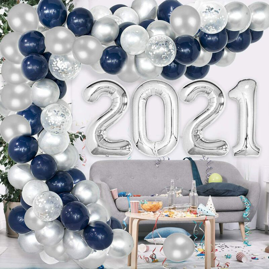 2021 Graduation Ceremony Balloon Set Blue and White Graduation Season 12 Inch Latex Balloon Set - Muff