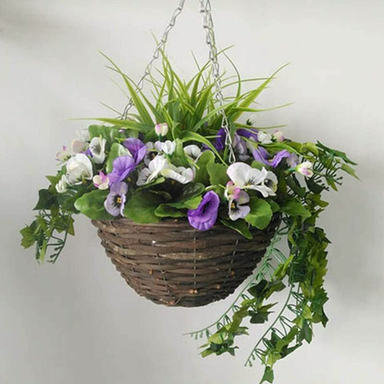 Briday - 2pcs Rattan Hanging Basket Plants Herbarium Hanging Planters Outdoor Indoor Plants Hanging Flower Pots Woven Straw Planter Ceiling Flower