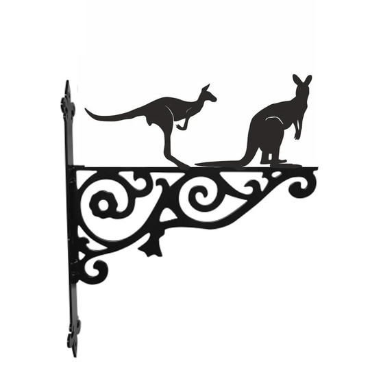 Kangaroo Ornamental Hanging Bracket - Contemporary Basket Wall Mounted Decorative Garden Black