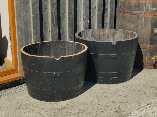 Black Oak Whiskey Barrel Planters Painted Modern Contemporary | Various Size Options