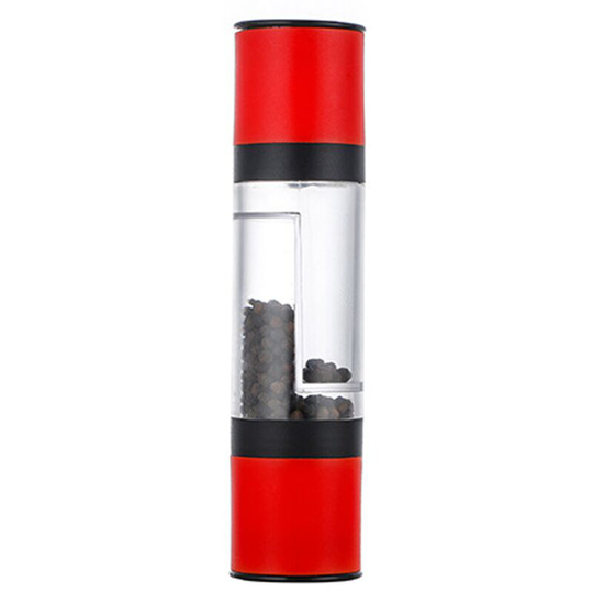Salt and Pepper Grinder - 2 in 1 Manual Salt Pepper Mill Herb Spice Grinder Shakers Refillable red