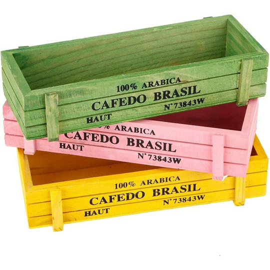 Litzee - 3pcs Decorative Wooden Planter Box, Colorful Wood Rectangular Garden Flower Herb Planters Window Plants Pot for Indoor Outdoor