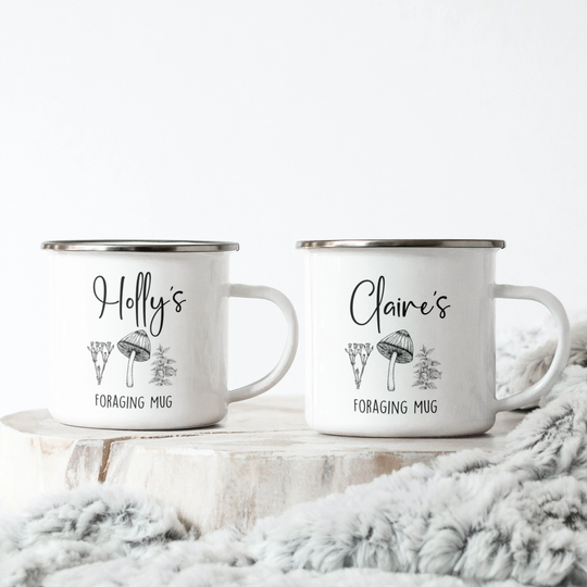 Foraging Enamel Mug, Personalised Mug For Forager, Herbal Tea