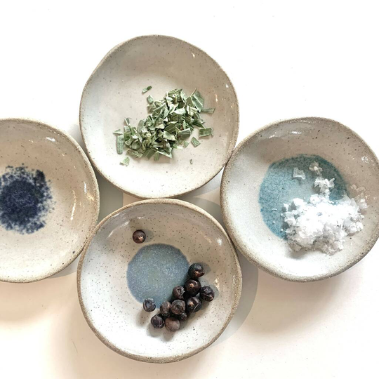 Set Of Handmade Ceramic Salt Pepper Pots / Ring Dishes