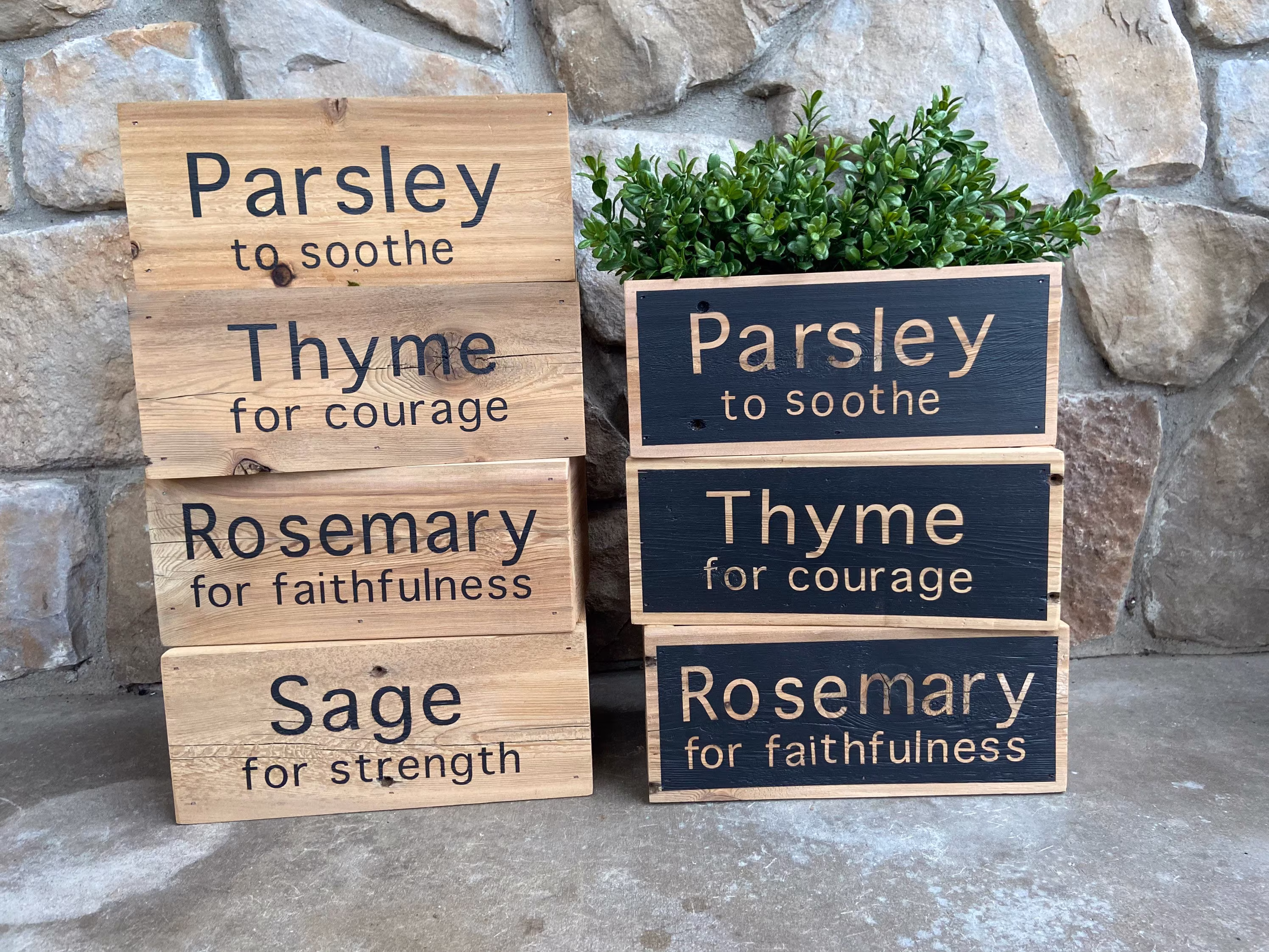 Garden Boxes Wood Herb Planters Parsley Sage Rosemary Thyme Kitchen Garden Decor Gardeners Gift Container
