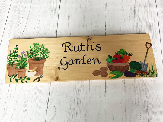 Vegetables & Herbs, Greenhouse Sign, Personalised Garden Wooden Plaque, Grow Your Own, Potting Shed Vegetables, Gardeners Gift