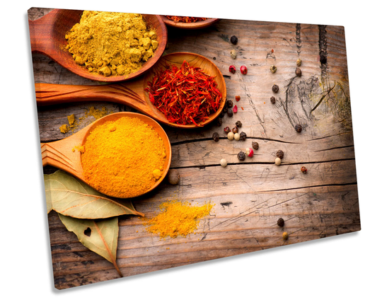 Curry Spices Powder Herbs Print Canvas Wall Art Picture Framed