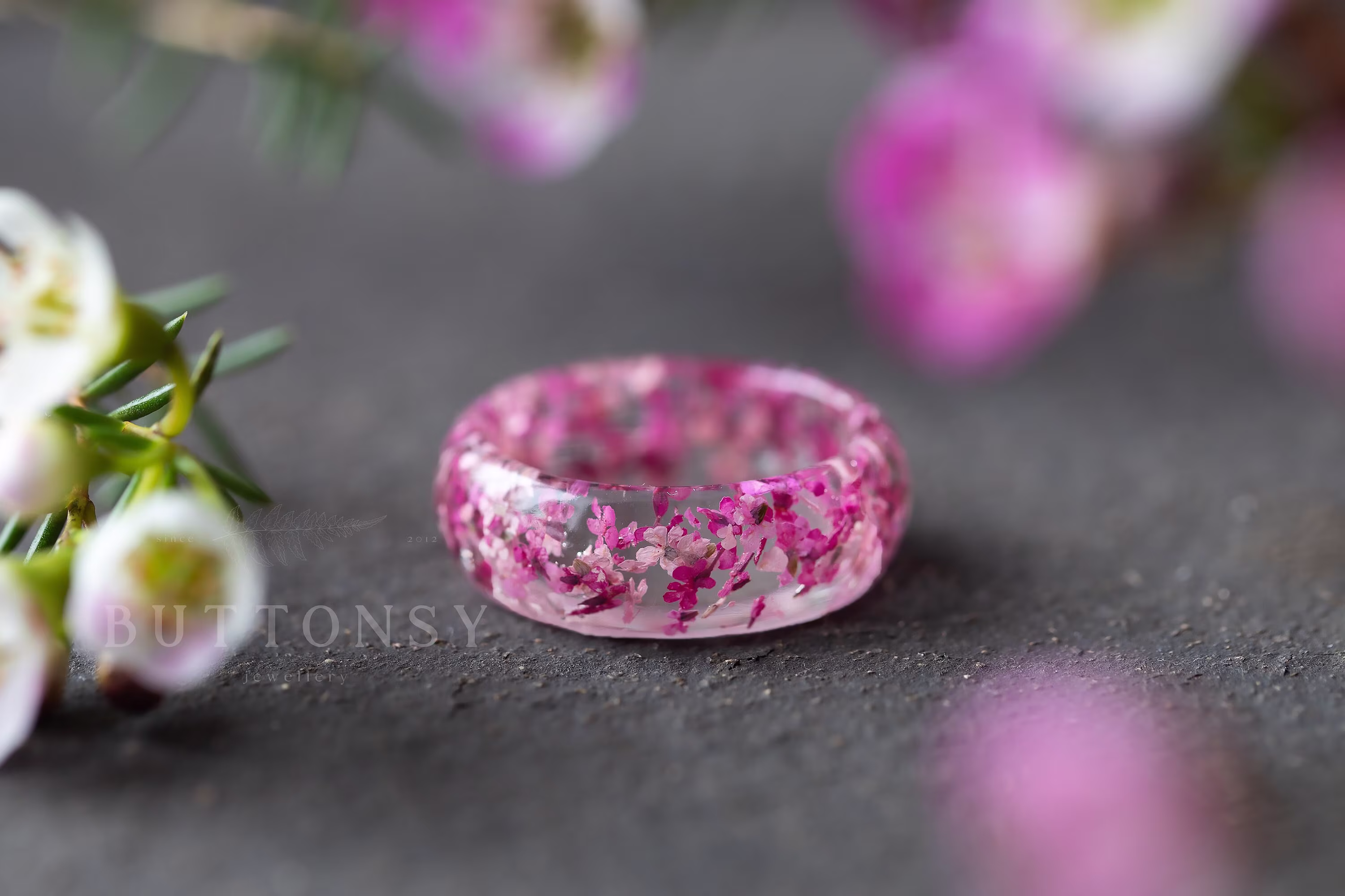 Four Seasons Spring Ring/Cherry Blossom Real Flower Sakura Jewelry Gifts For Her Botanical Pressed