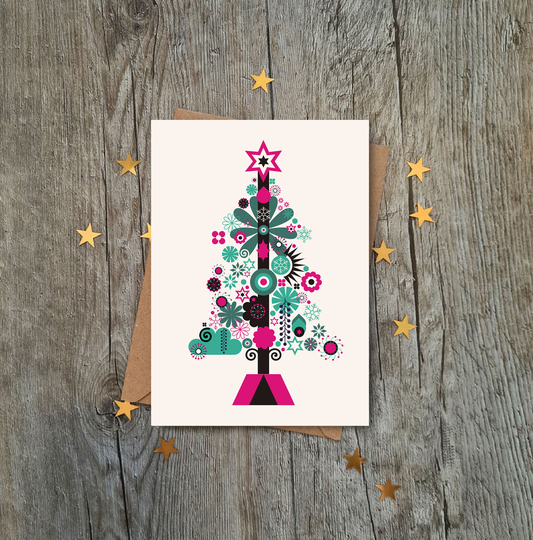 Scandi Xmas Tree Card | Merry Christmas Happy Holidays Luxury Seasons Greetings Designer Design Wife Husband