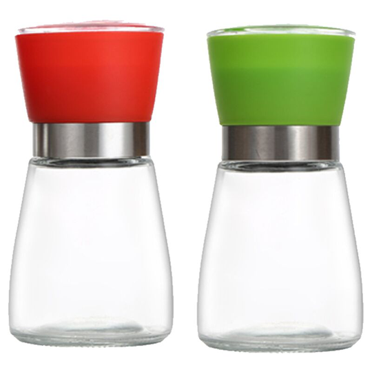 Salt And Pepper Grinder Set (4 Pcs)-Durable Stainless Steel Salt And Pepper Grinder-Spice Grinder red+green
