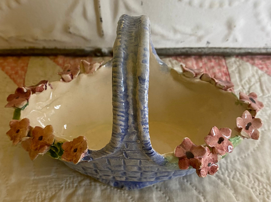 Vintage Simondetti Made in Italy Handmade Clay Pottery Basket & Flowers 6