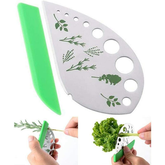 9 Hole Leaf Herb Stripper, Stainless Steel Vegetable Leaf Stripper Tool, 2 in 1 with Protection Stand, for chard, kale, thyme, basil, rosemary