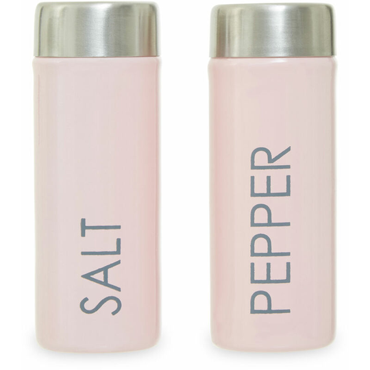Salt & Pepper Shaker Set Red And Light Pink Finish Holders With Contemporary Design Enamel Shaker Pot Sets For Kitchen / Table 4 x 4 x 11 - Premier