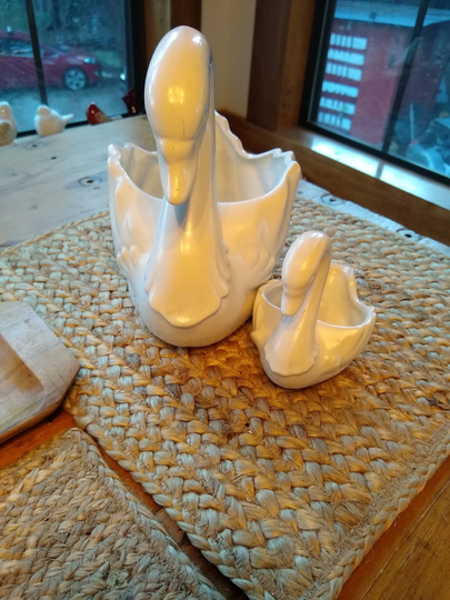 Vintage Swan Planter, Art Pottery, White Swan, Hull Vase, Kitsch, 1950S