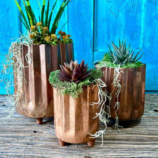 Set3 Old Copper Geometric Planters Ltzkr033