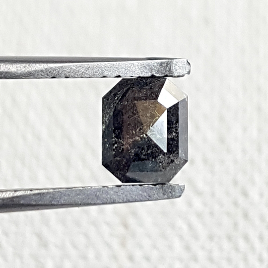 6.4mm/1.04Ctw Clear Black Emerald Cut Salt & Pepper Rose Loose Diamond, Faceted Flat Back Diamond For Ring, Dds711/6