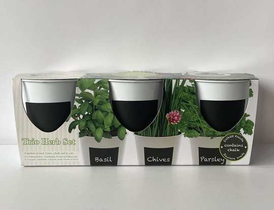 Trio Herb Grow Your Own Set Basil, Chives And Parsley